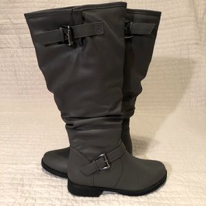 Tall Faux Leather Riding Boots (Fleece Lined)